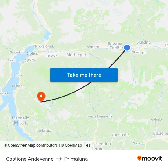 Castione Andevenno to Primaluna map