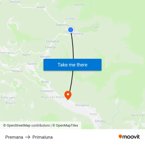 Premana to Primaluna map