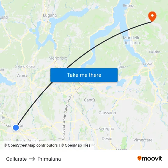 Gallarate to Primaluna map