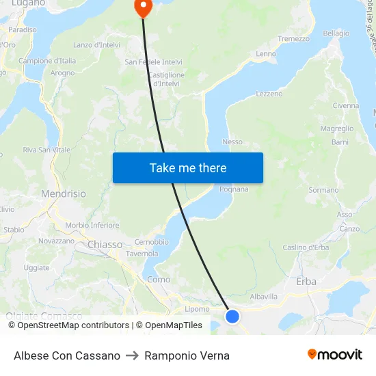 Albese Con Cassano to Ramponio Verna map