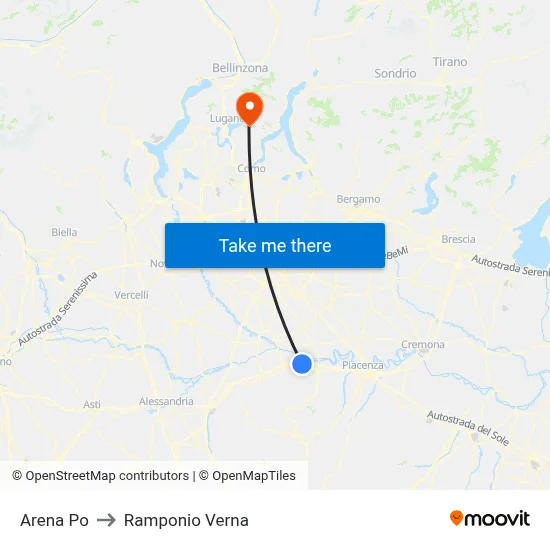 Arena Po to Ramponio Verna map