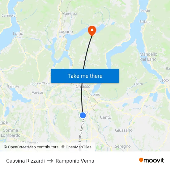 Cassina Rizzardi to Ramponio Verna map