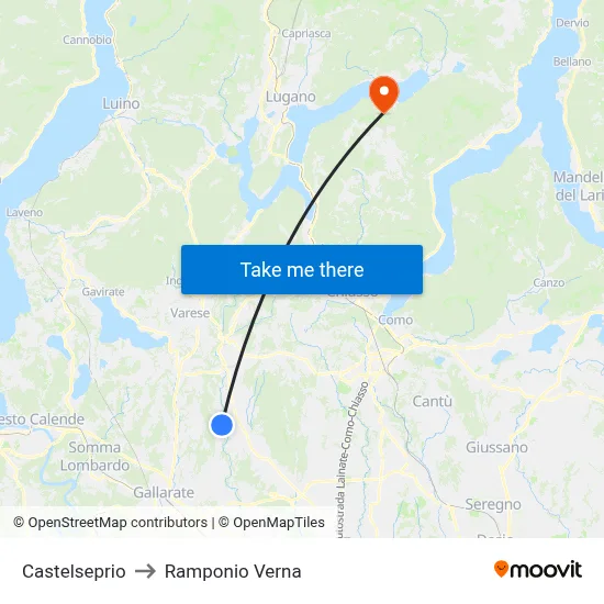 Castelseprio to Ramponio Verna map