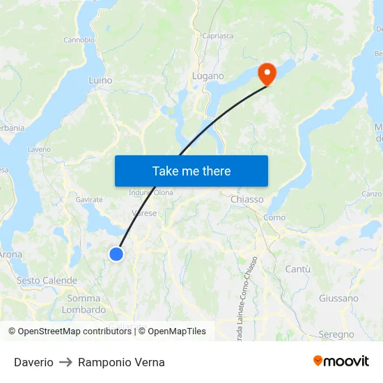 Daverio to Ramponio Verna map