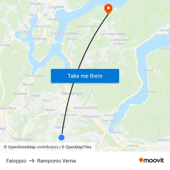 Faloppio to Ramponio Verna map