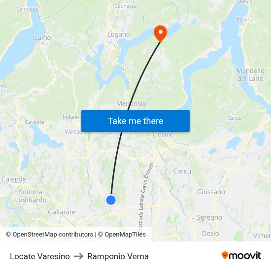 Locate Varesino to Ramponio Verna map