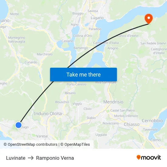 Luvinate to Ramponio Verna map
