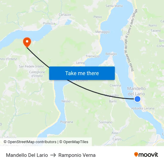 Mandello Del Lario to Ramponio Verna map