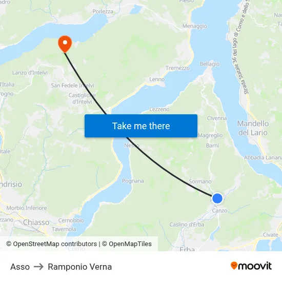 Asso to Ramponio Verna map