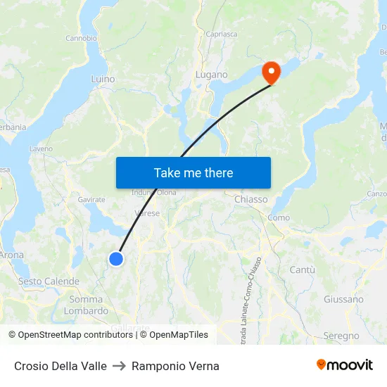 Crosio Della Valle to Ramponio Verna map