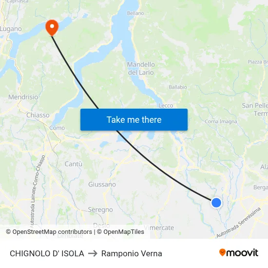 CHIGNOLO D' ISOLA to Ramponio Verna map