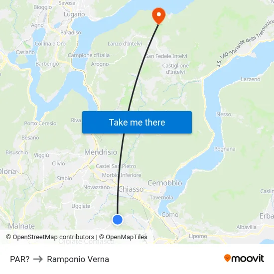 Parre to Ramponio Verna map