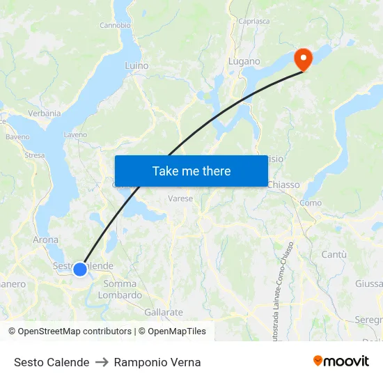 Sesto Calende to Ramponio Verna map