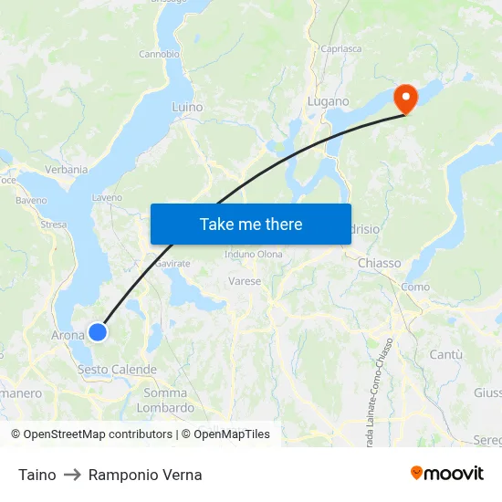 Taino to Ramponio Verna map