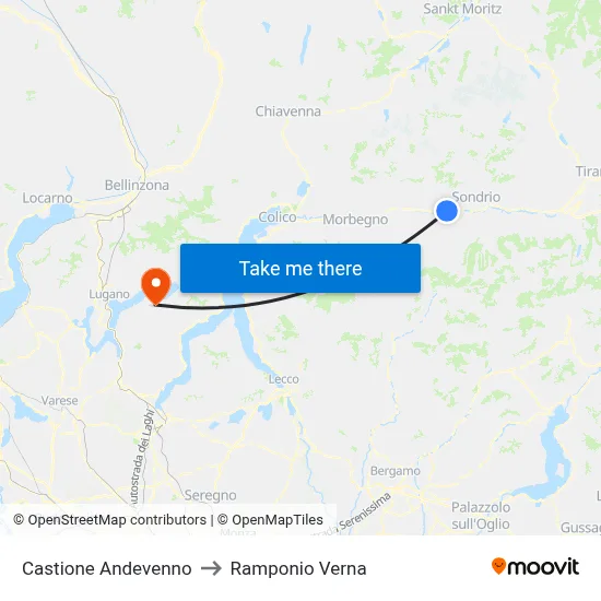 Castione Andevenno to Ramponio Verna map