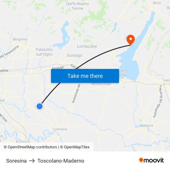 Soresina to Toscolano-Maderno map