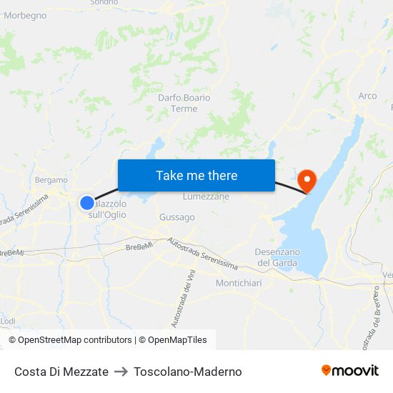 Costa Di Mezzate to Toscolano-Maderno map
