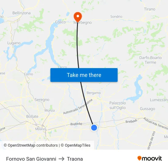 Fornovo San Giovanni to Traona map