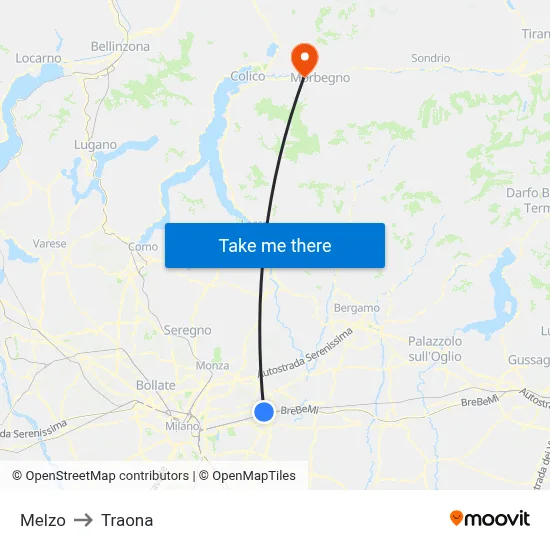 Melzo to Traona map