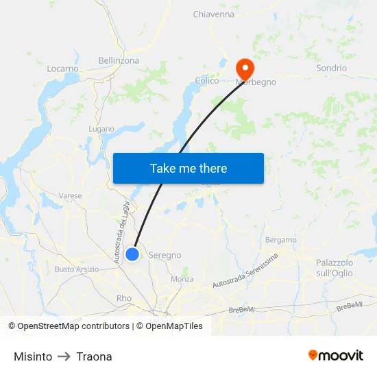 Misinto to Traona map