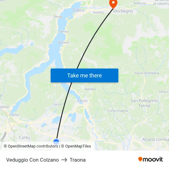 Veduggio con Colzano to Traona map