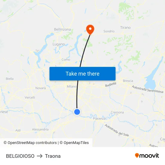 Belgioioso to Traona map