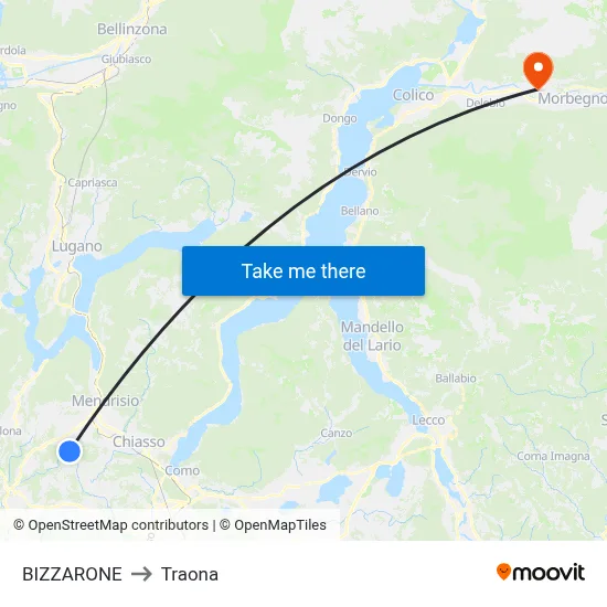 Bizzarone to Traona map