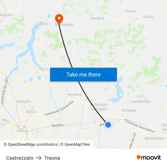 Castrezzato to Traona map
