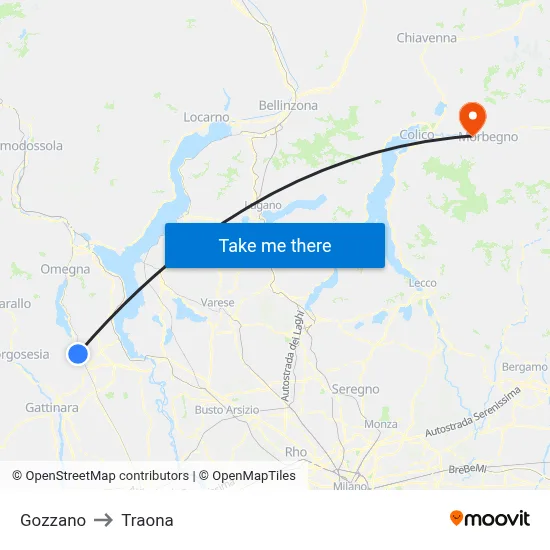 Gozzano to Traona map