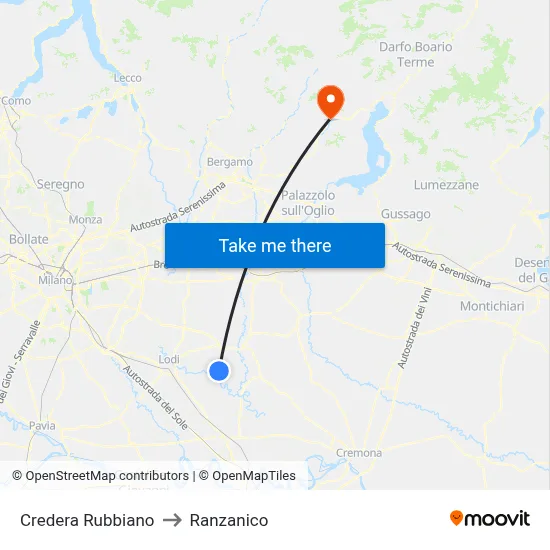 Credera Rubbiano to Ranzanico map