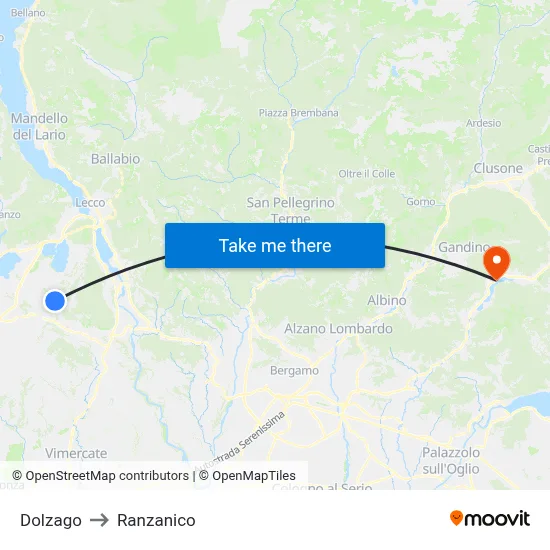 Dolzago to Ranzanico map