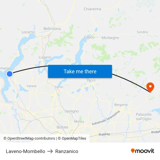 Laveno-Mombello to Ranzanico map