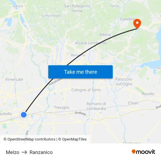 Melzo to Ranzanico map