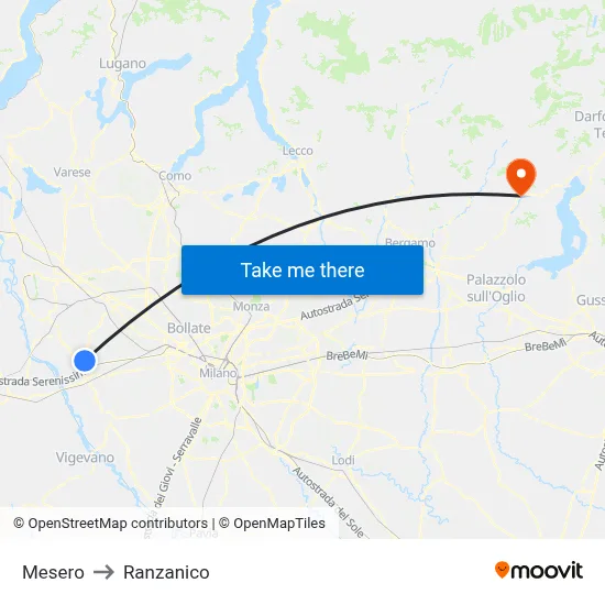 Mesero to Ranzanico map