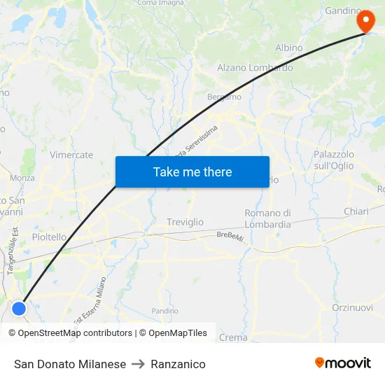 San Donato Milanese to Ranzanico map