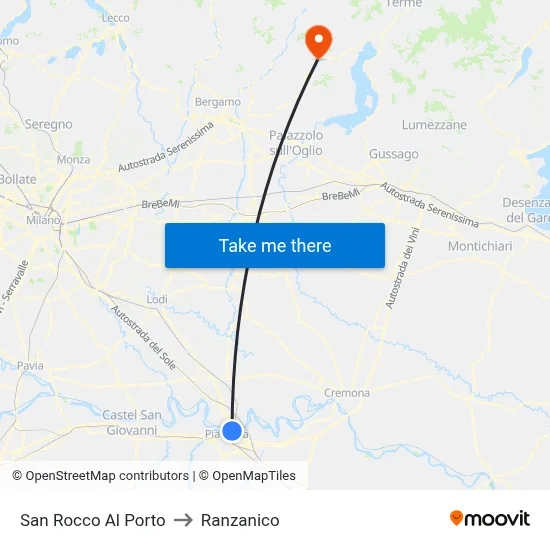 San Rocco Al Porto to Ranzanico map