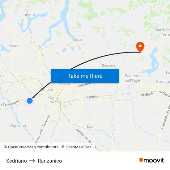 Sedriano to Ranzanico map