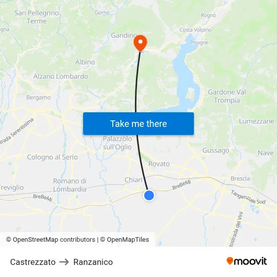 Castrezzato to Ranzanico map