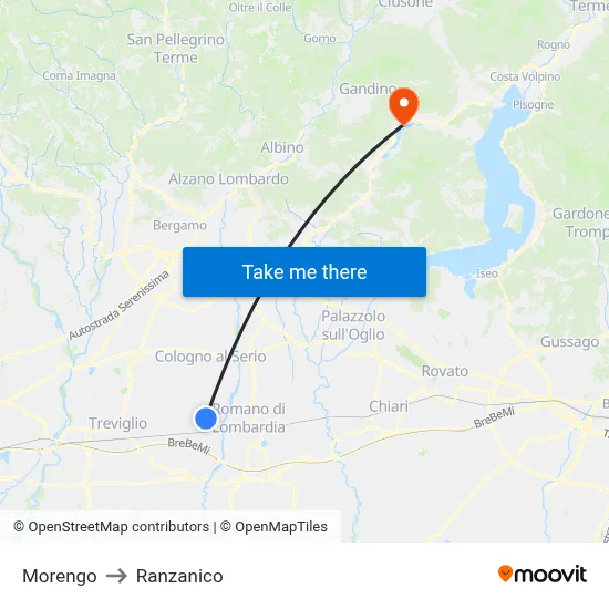 Morengo to Ranzanico map