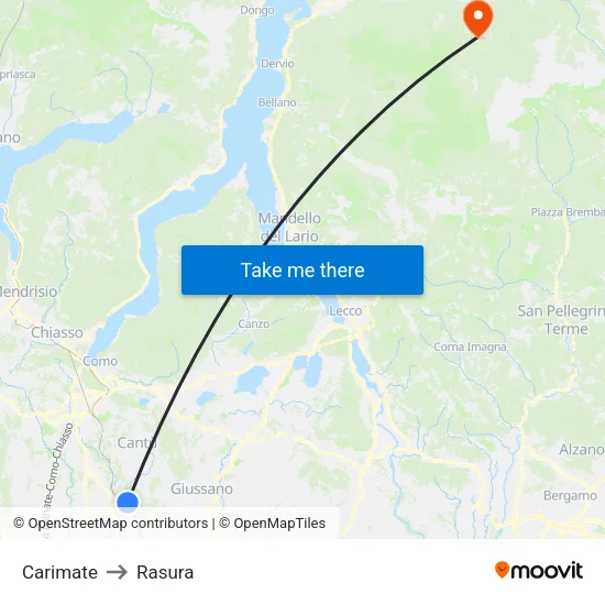 Carimate to Rasura map