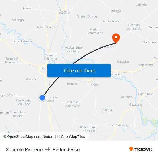Solarolo Rainerio to Redondesco map