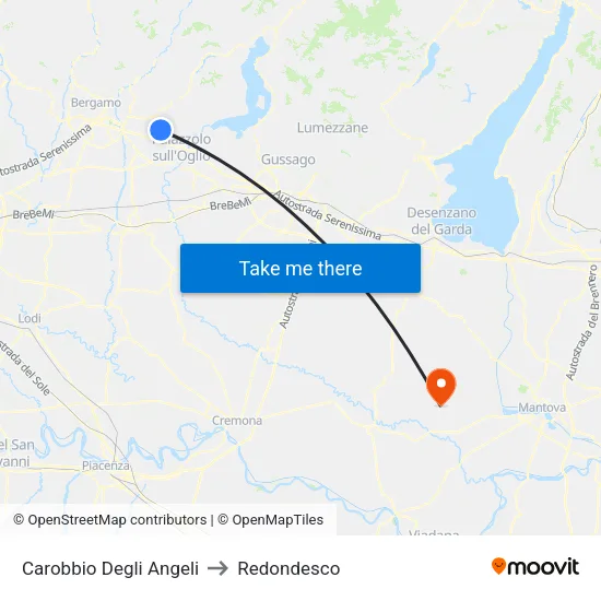 Carobbio Degli Angeli to Redondesco map