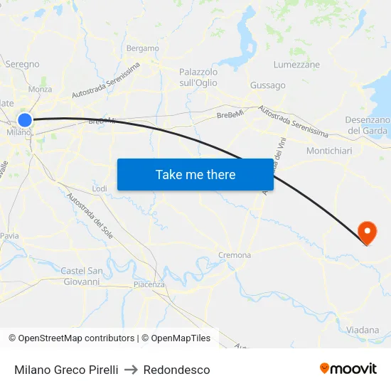 Milano Greco Pirelli to Redondesco map