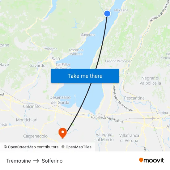 Tremosine to Solferino map