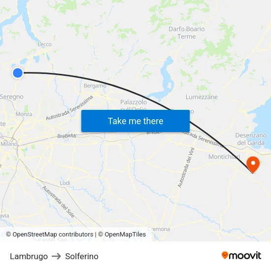 Lambrugo to Solferino map
