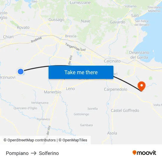 Pompiano to Solferino map