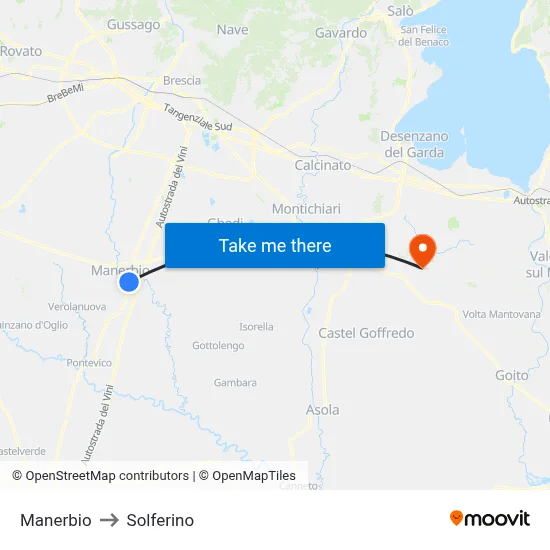 Manerbio to Solferino map
