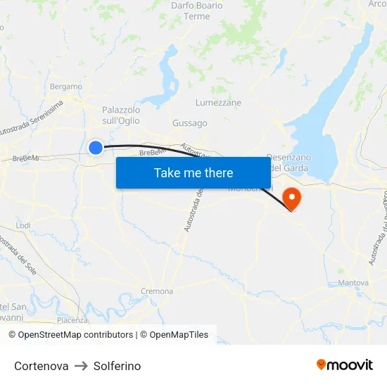 Cortenova to Solferino map