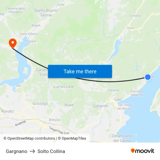 Gargnano to Solto Collina map