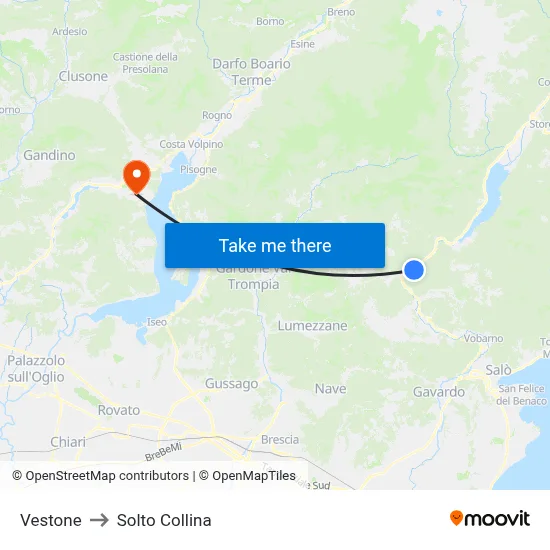 Vestone to Solto Collina map